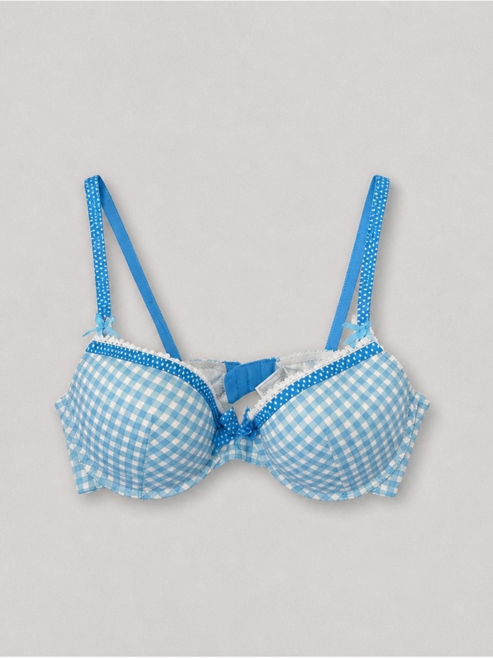 NWT Paris Blues Light Blue Gingham Push-Up Bra 34D